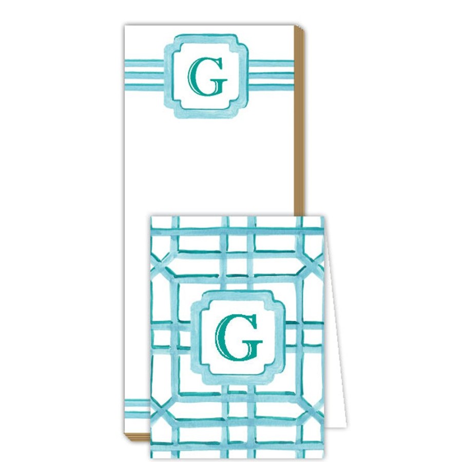 Monograms Rosanne Beck | Lattice Monogram G Notepad Note Set