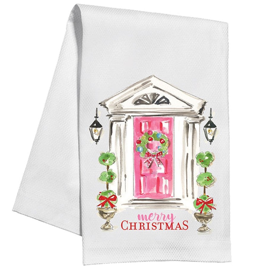 Invitations Rosanne Beck | Merry Christmas Front Door Kitchen Towel