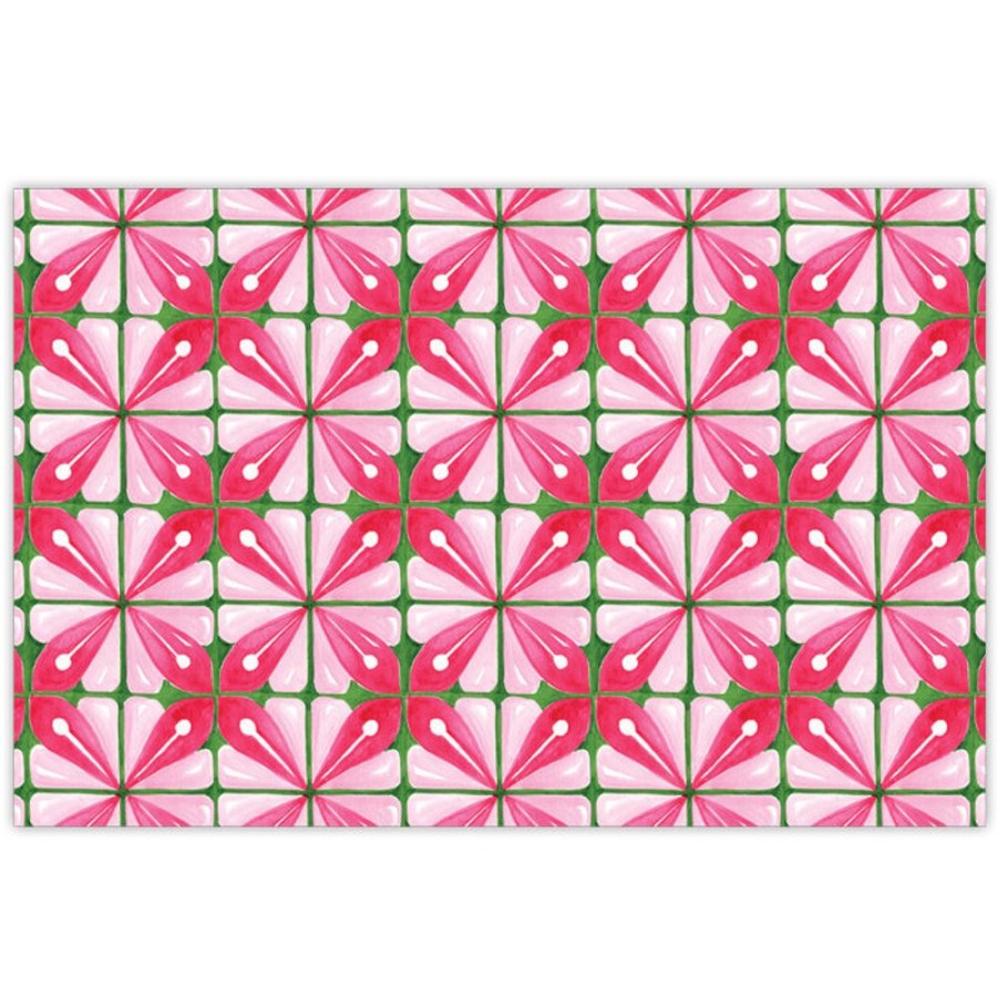 Home & Entertaining Rosanne Beck | Handpainted Tiles Pink And Green Placemats