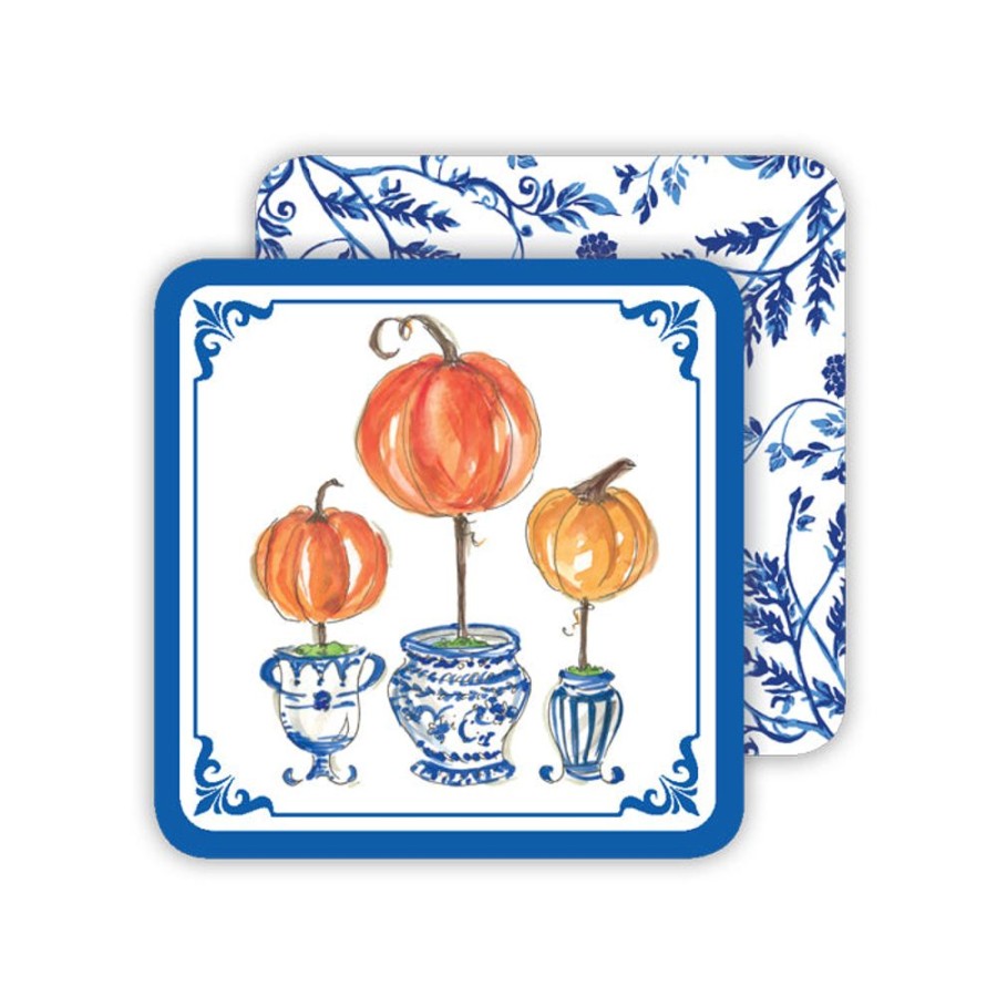 Invitations Rosanne Beck | Handpainted Pumpkin Topiaries Paper Coasters