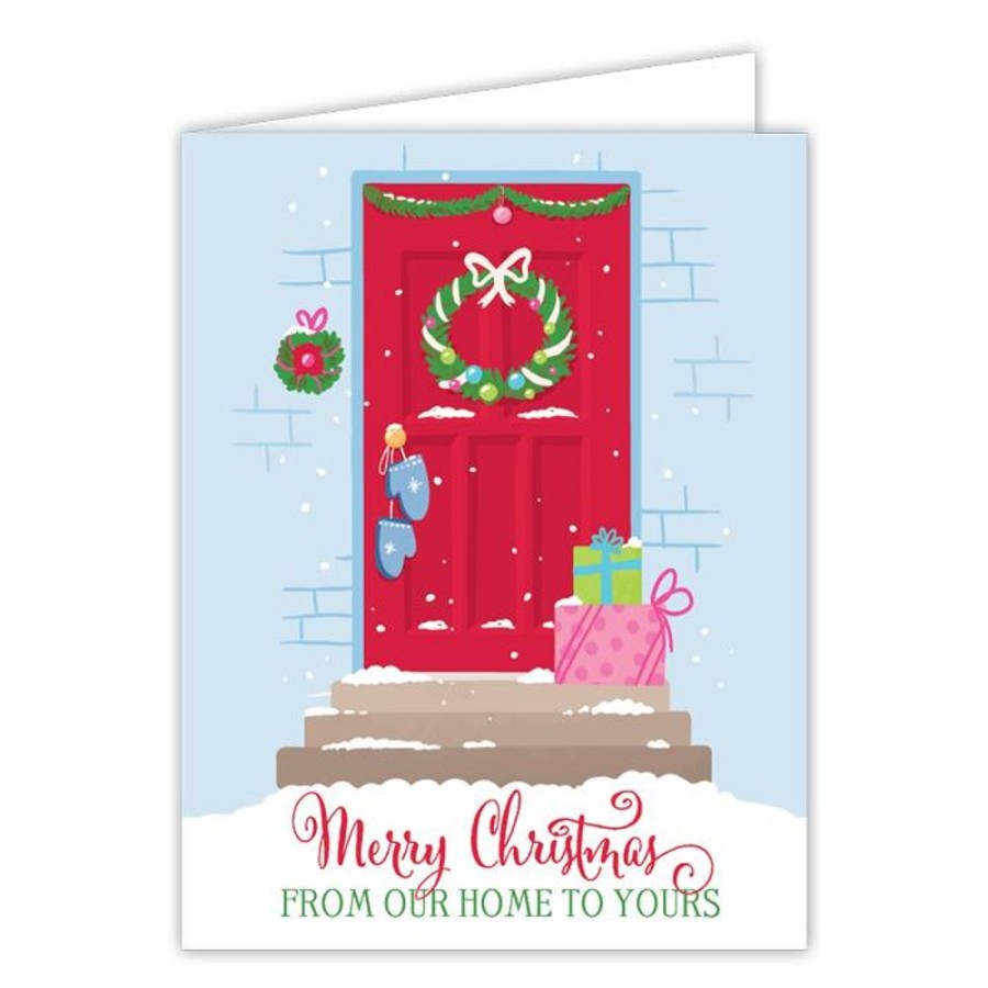 Invitations Rosanne Beck | Merry Christmas From Our Home To Yours Front Door With Packages Greeting Card