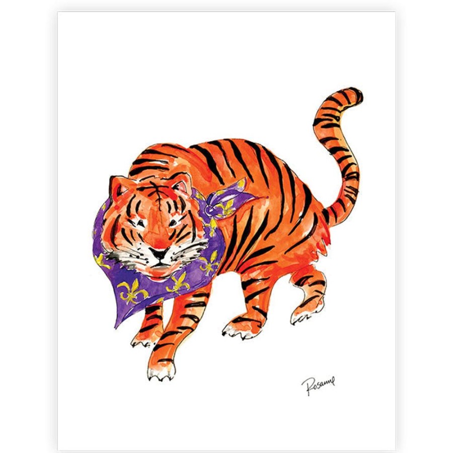 Seasonal Rosanne Beck | Purple & Gold Tiger Art Print