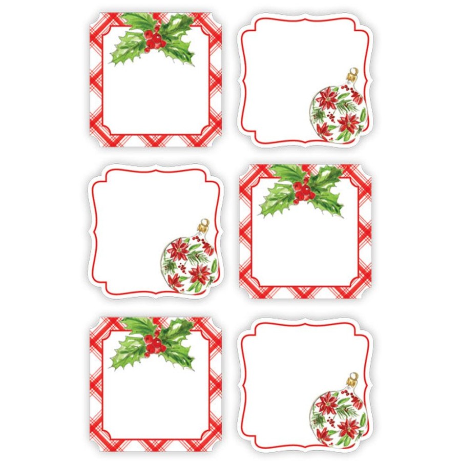 Seasonal Rosanne Beck | Red Plaid Holly And Ornament Die-Cut Sticker Sheet