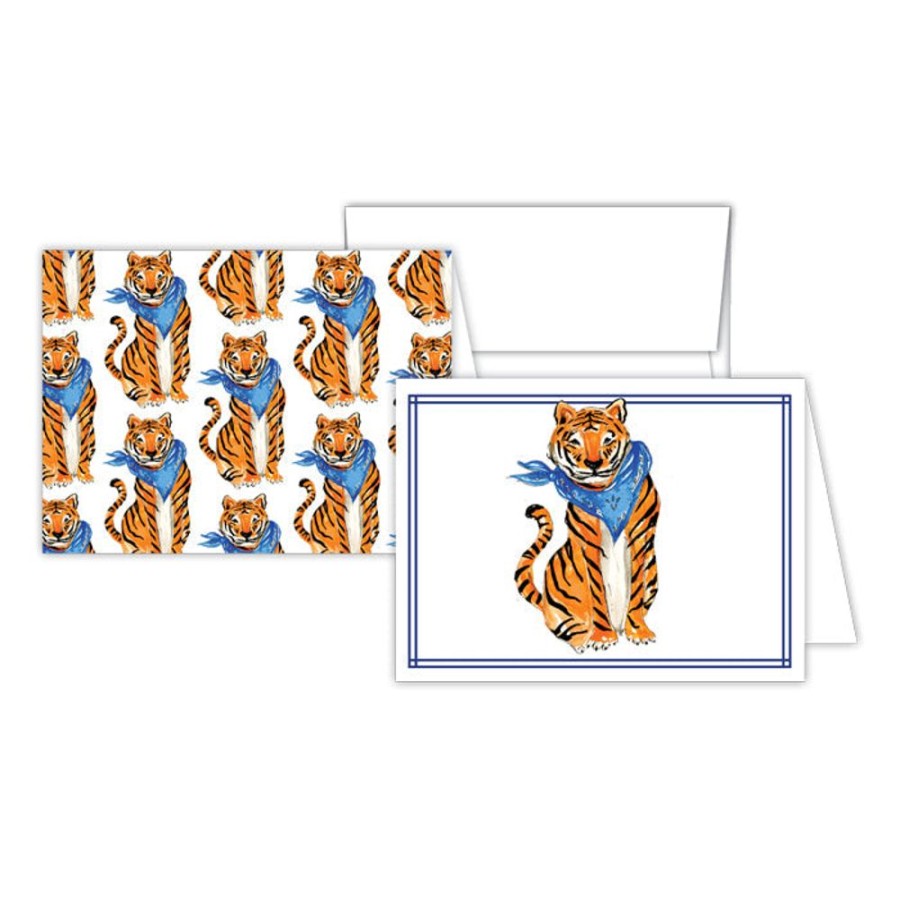 Seasonal Rosanne Beck | Orange & Blue Tiger Stationery Notes