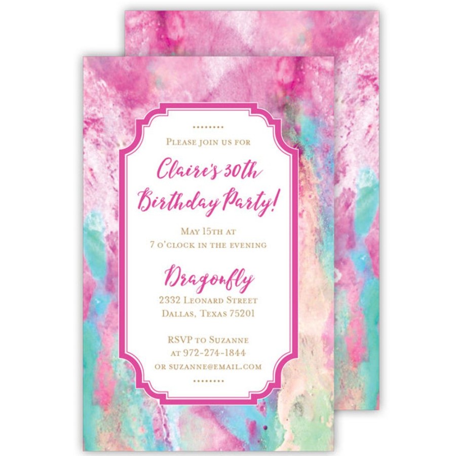 Invitations Rosanne Beck | Pink And Blue Marble Large Die-Cut Invitation