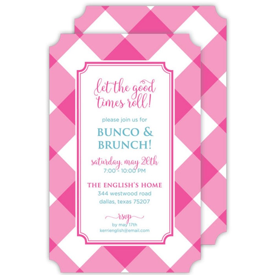 Invitations Rosanne Beck | Buffalo Check Hot Pink Large Die-Cut Invitation