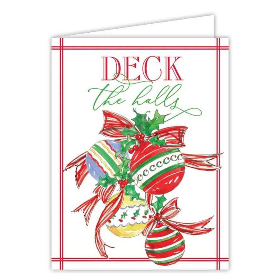 Invitations Rosanne Beck | Deck The Halls Handpainted Ornaments Greeting Card