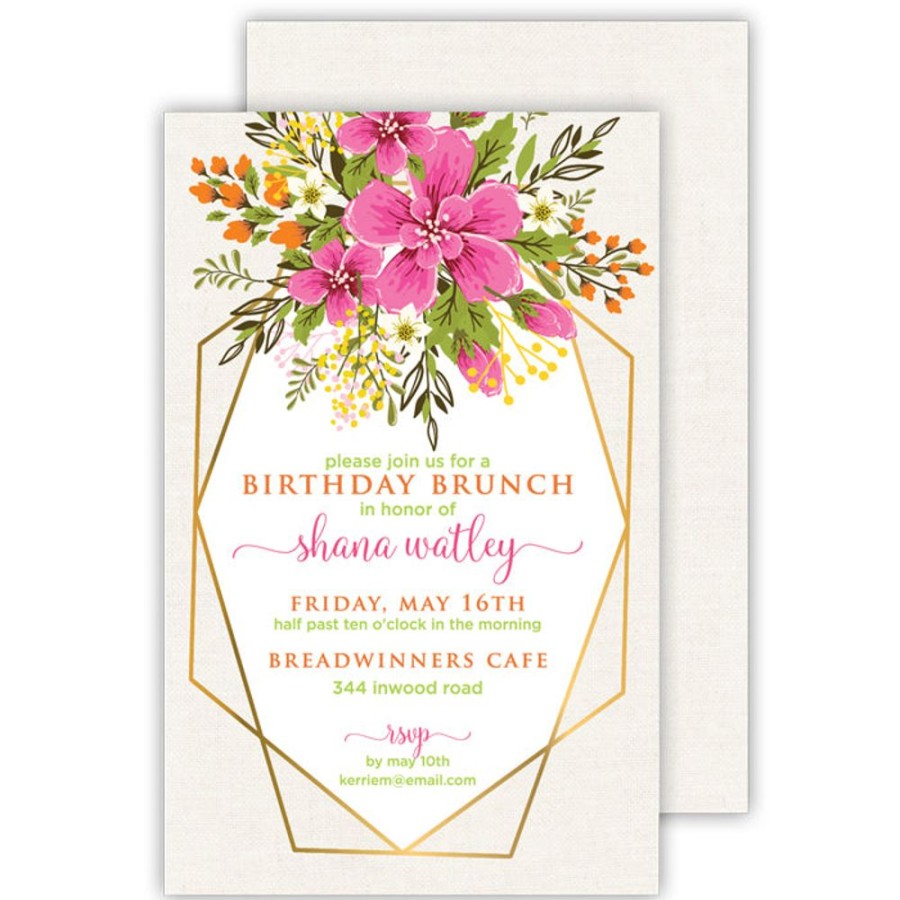 Invitations Rosanne Beck | Modern Floral Pink Large Flat Invitation