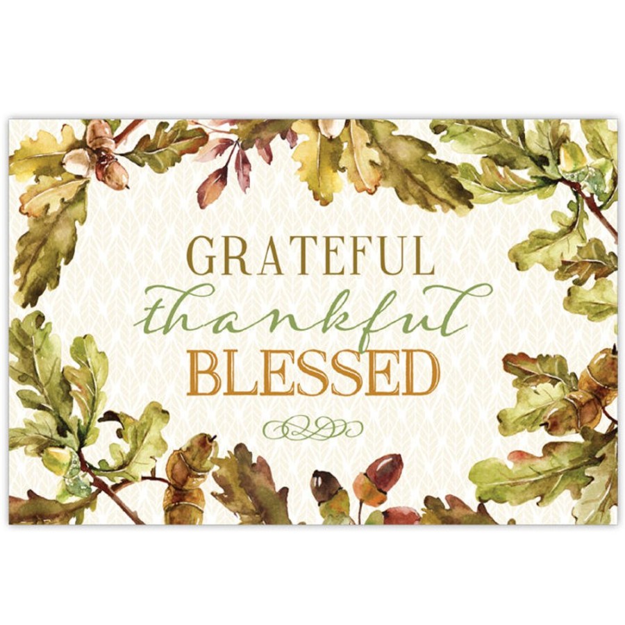 Invitations Rosanne Beck | Grateful Thankful Blessed Acorns & Leaves Placemat