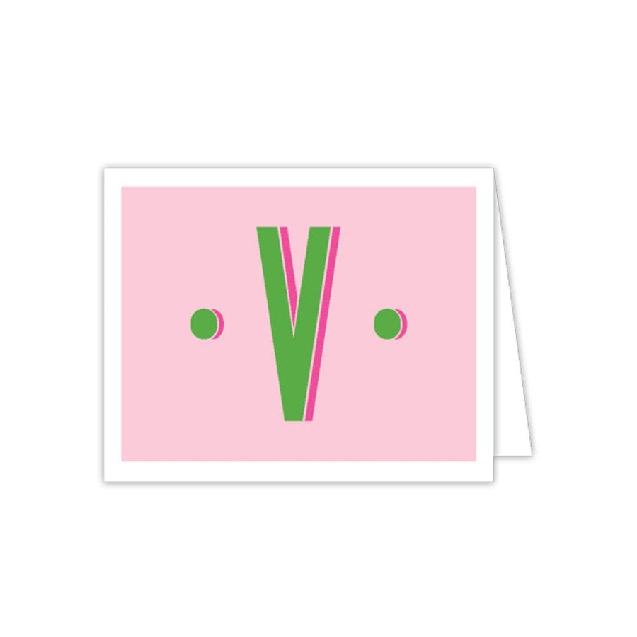 Monograms Rosanne Beck | Color Block Monogram V Folded Note