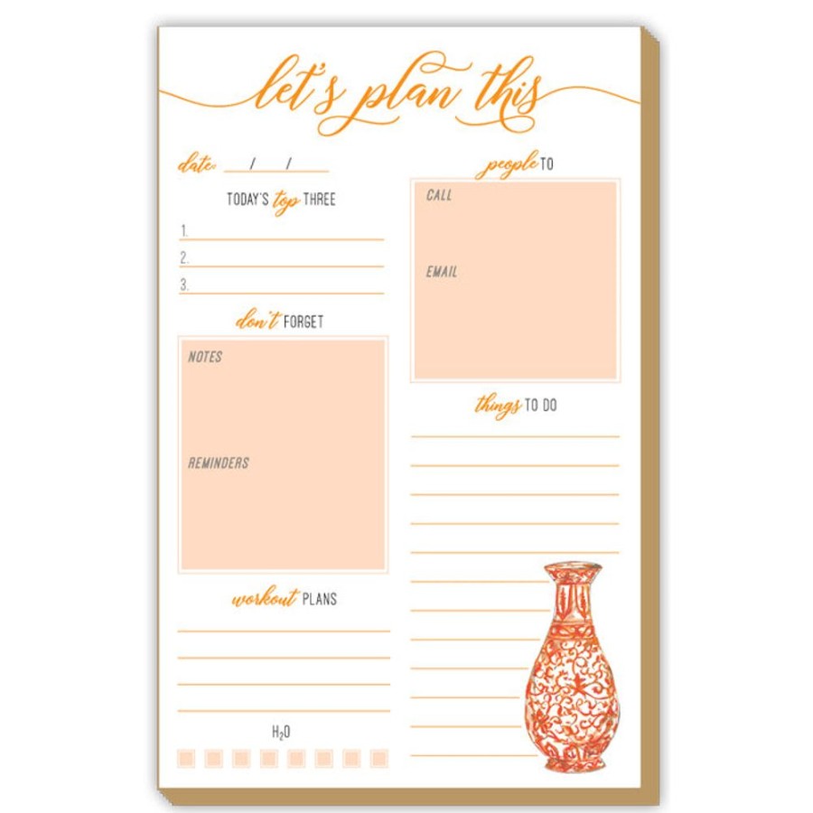 Notes & Pads Rosanne Beck | Let'S Plan This Orange Urn Luxe Large Pad