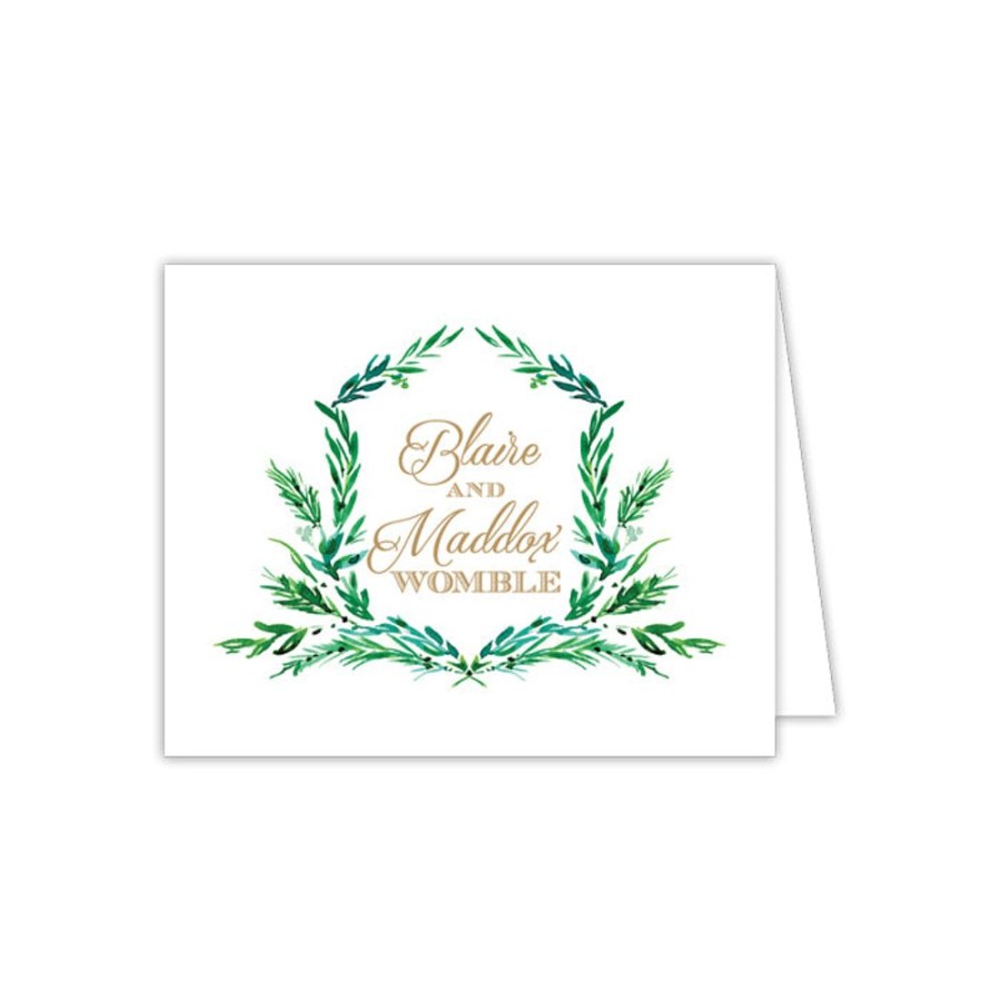 Notes & Pads Rosanne Beck | Wedding Greenery Crest Folded Note