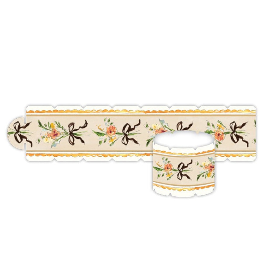 Home & Entertaining Rosanne Beck | Brown Florals Stripe Pattern Napkin Ring