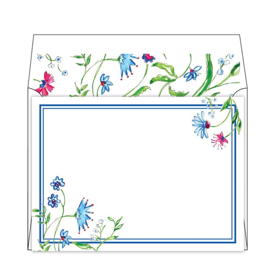 Notes & Pads Rosanne Beck | Mixed Floral Blue Flat Note Stationery