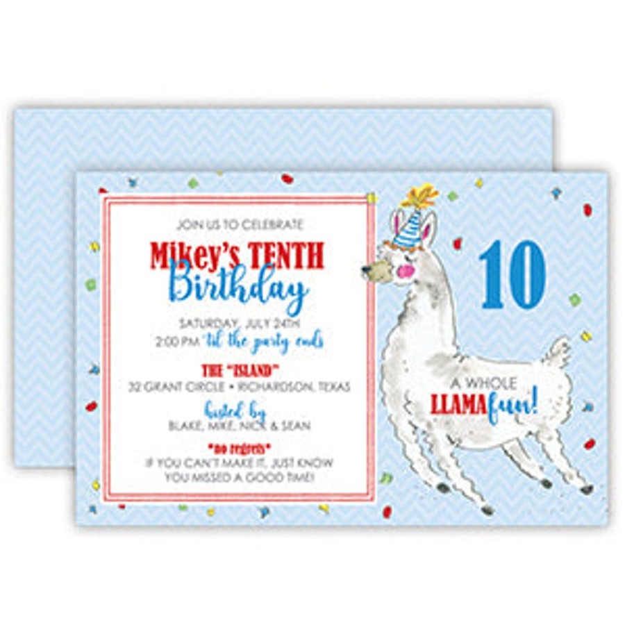 Invitations Rosanne Beck | Birthday Llama Large Flat Invitation