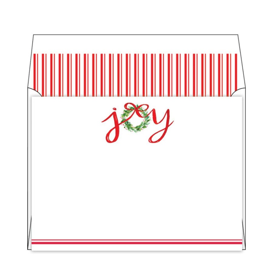 Seasonal Rosanne Beck | Joy Red Stripes Flat Note Stationery