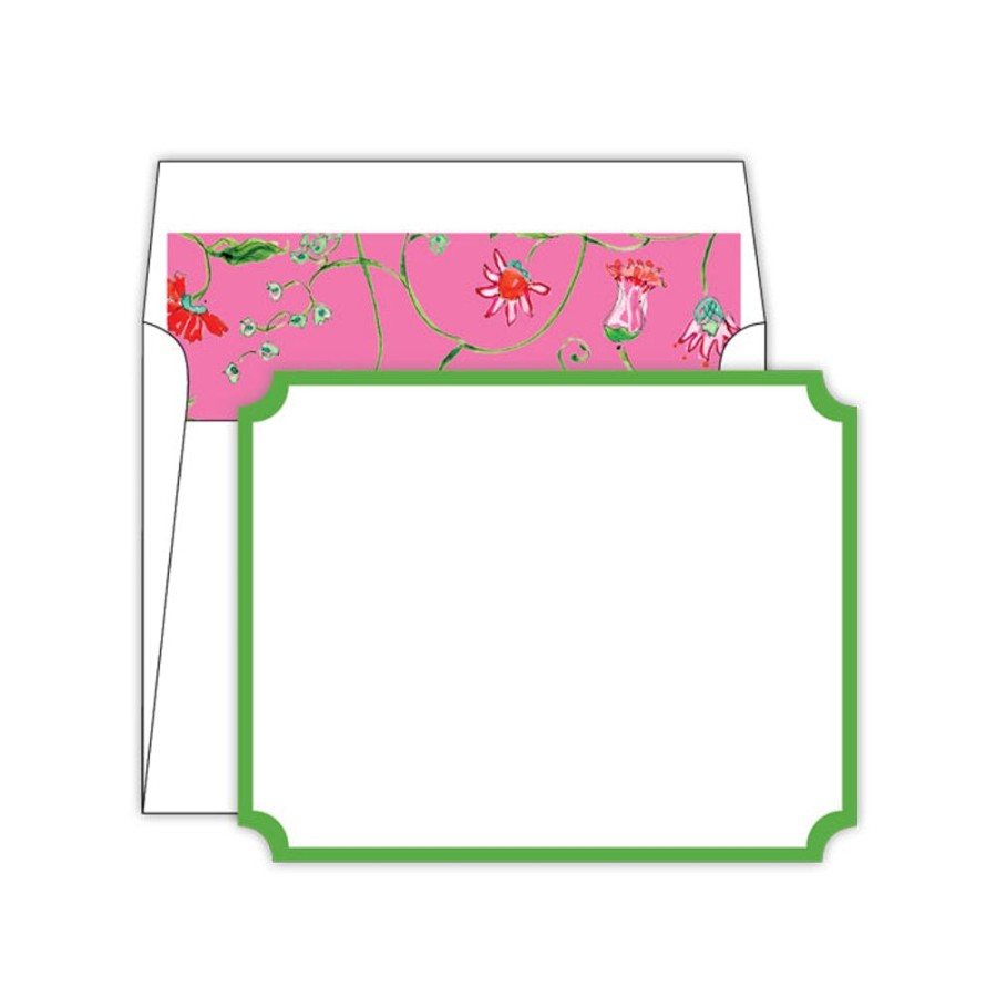 Notes & Pads Rosanne Beck | Floral Print On Pink Die-Cut Social Set