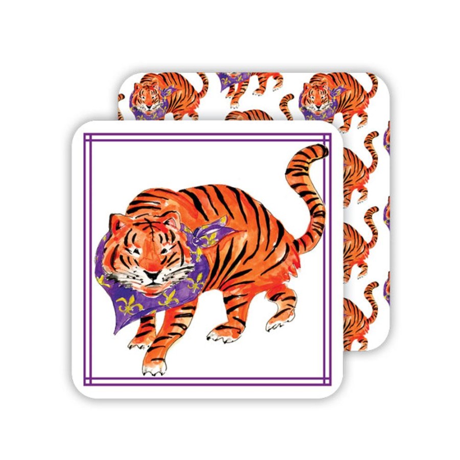 Seasonal Rosanne Beck | Purple & Gold Tiger Paper Coasters