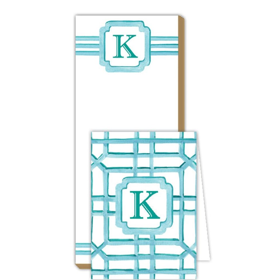 Monograms Rosanne Beck | Lattice Monogram K Notepad Note Set