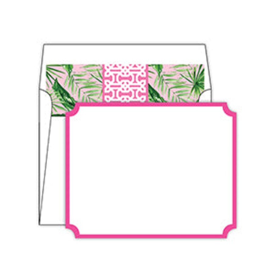 Notes & Pads Rosanne Beck | Hot Pink With Palm Leaves Liner Social Set