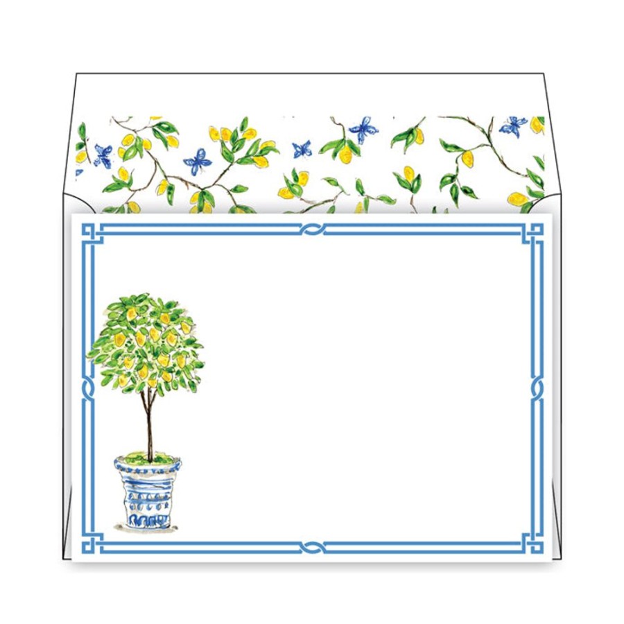 Notes & Pads Rosanne Beck | Lemon Tree Topiary Flat Note Stationery