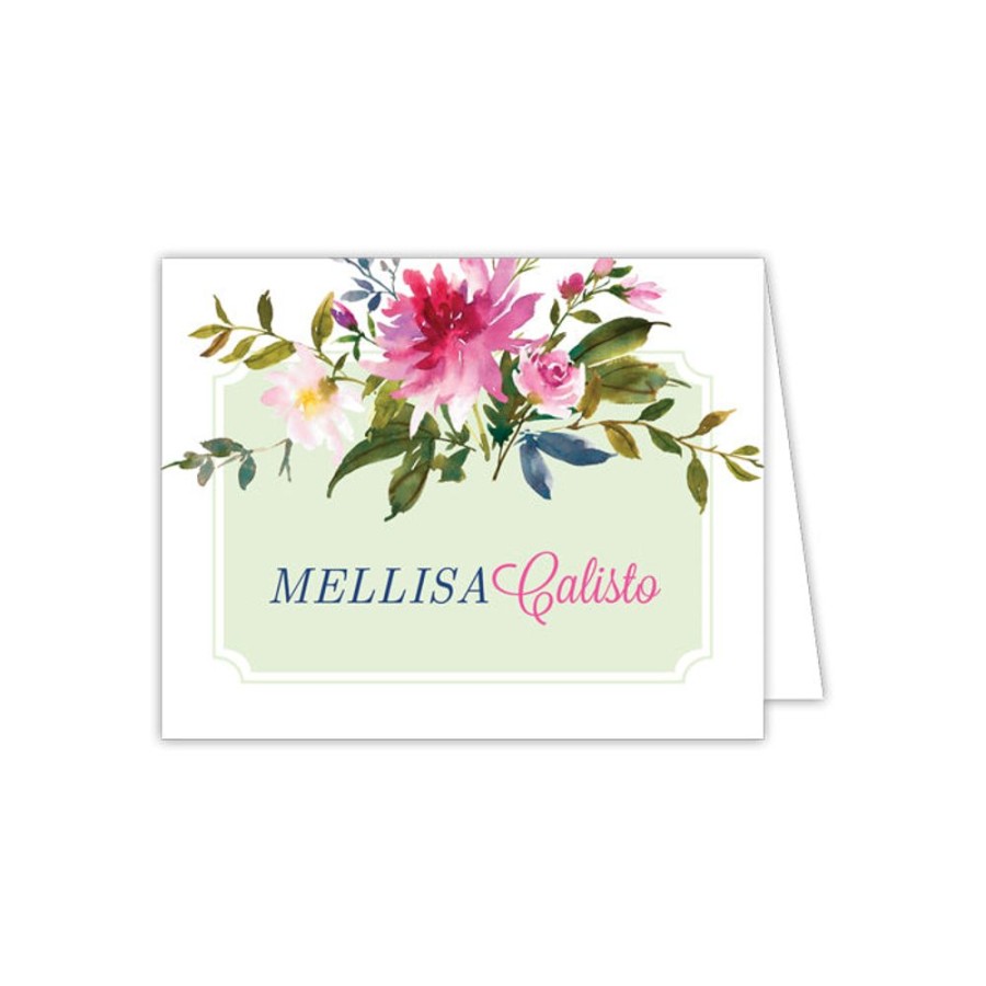 Notes & Pads Rosanne Beck | Pink Floral With Light Green Background Folded Note