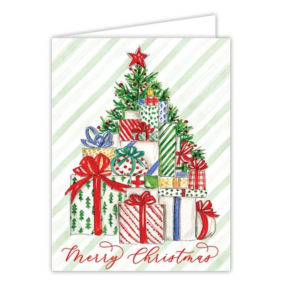 Invitations Rosanne Beck | Merry Christmas Handpainted Tree With Packages Greeting Card