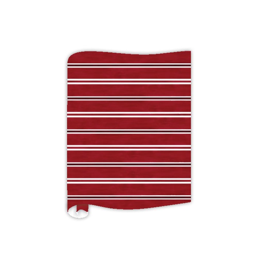 Seasonal Rosanne Beck | Maroon & White Stripe Table Runner