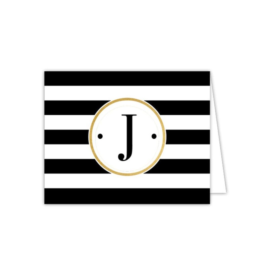 Monograms Rosanne Beck | Black Stripe J Folded Note