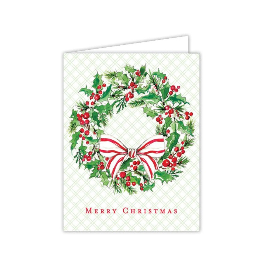 Seasonal Rosanne Beck | Traditional Wreath Merry Christmas Greeting Card