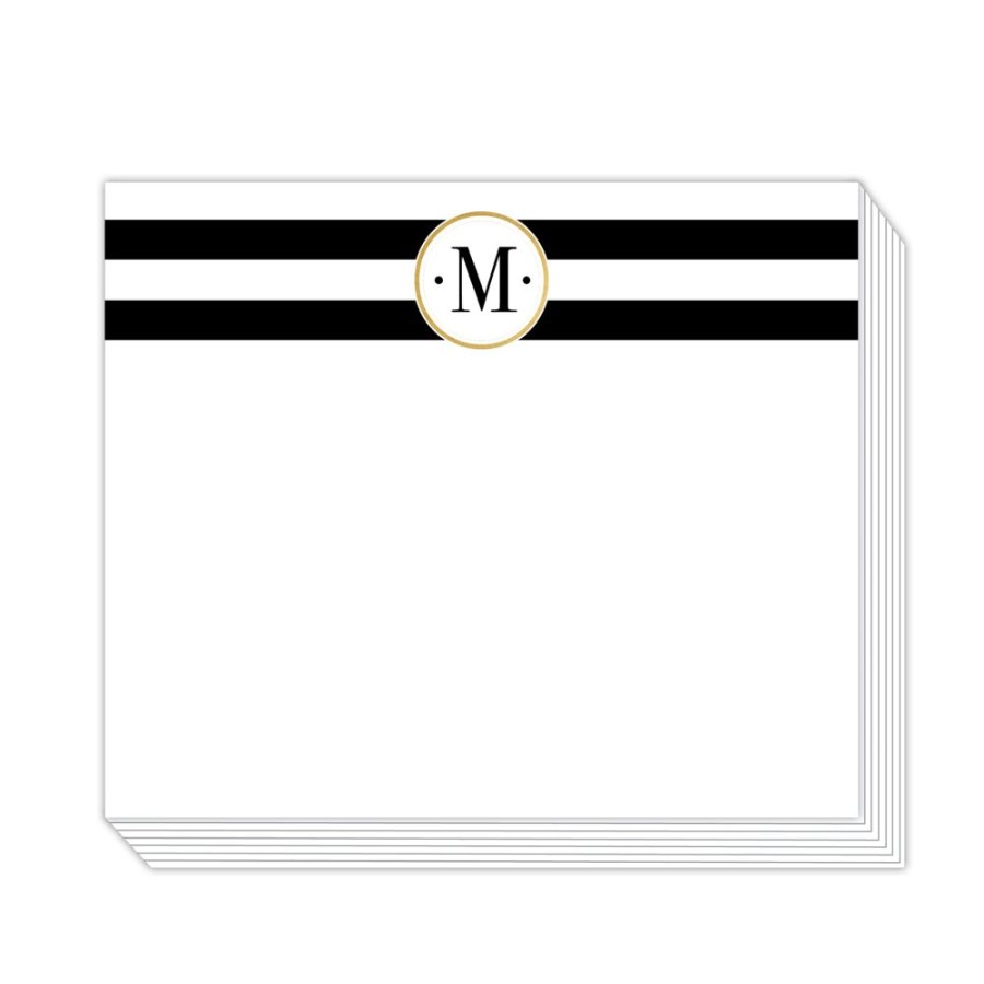 Monograms Rosanne Beck | Black Stripe M Notepad