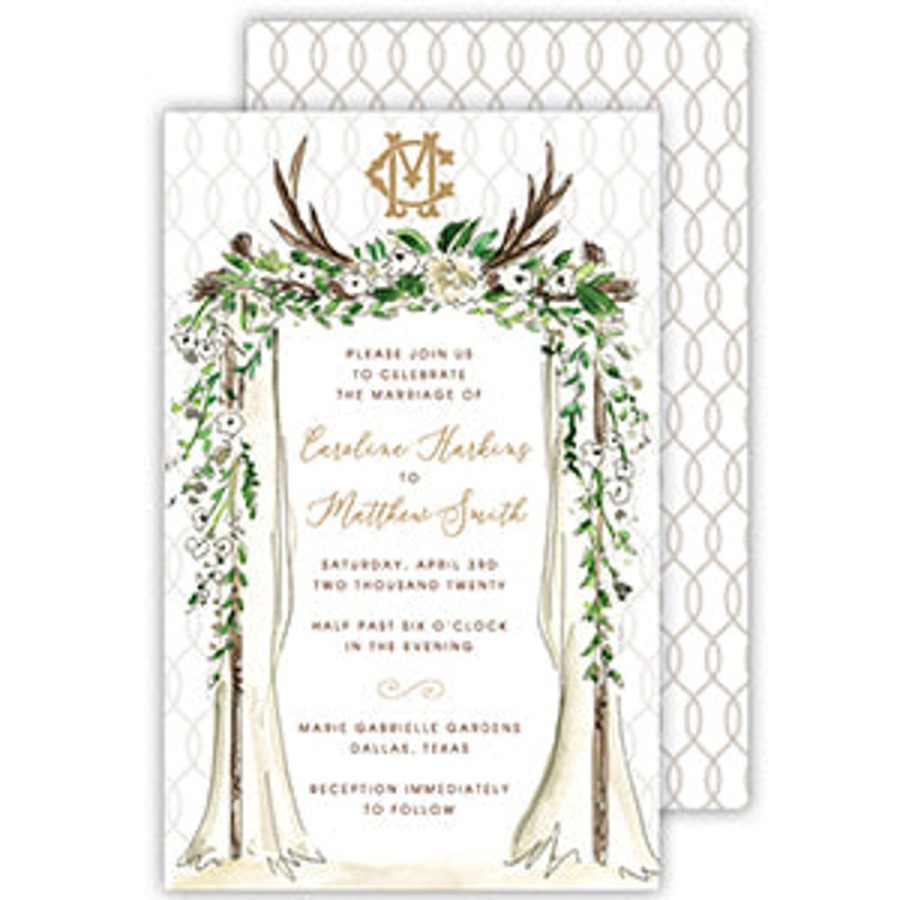 Invitations Rosanne Beck | Handpainted Antlers With Flowers Large Flat Invitation