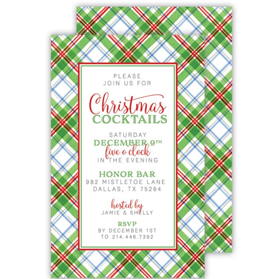 Invitations Rosanne Beck | Multicolor Green Plaid Large Flat Invitation