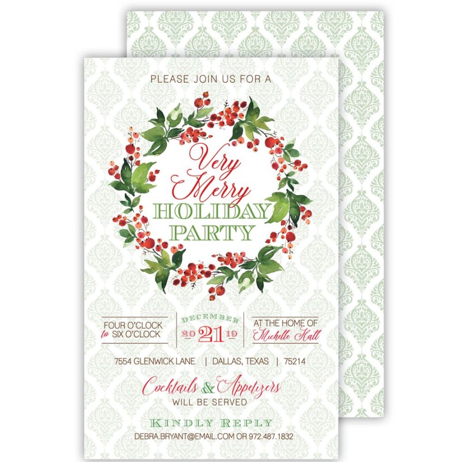 Seasonal Rosanne Beck | Floral Wreath Large Flat Invitation