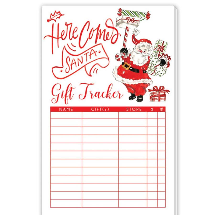 Invitations Rosanne Beck | Here Comes Santa Gift Tracker Large Notepad