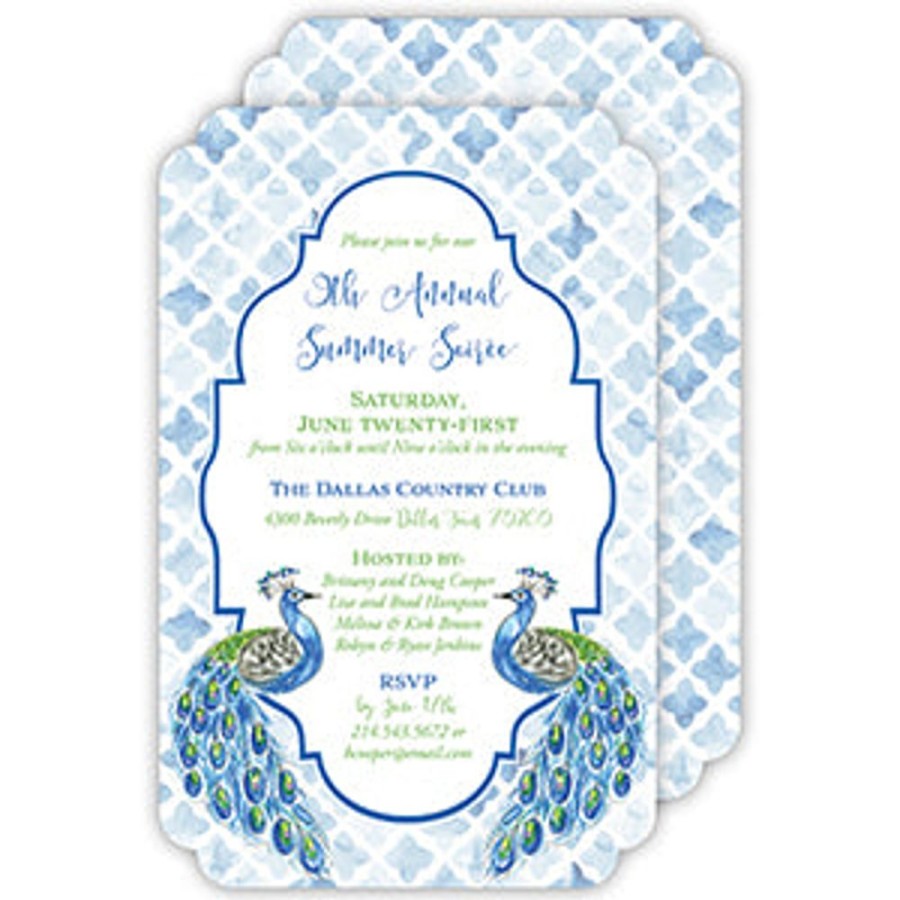 Invitations Rosanne Beck | Peacock Duo Large Die-Cut Invitation