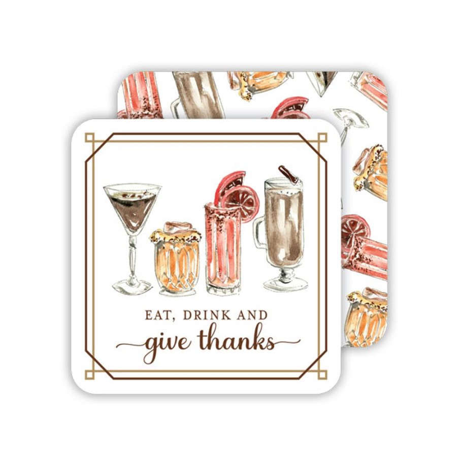 Home & Entertaining Rosanne Beck | Eat Drink And Give Thanks Cocktails Paper Coasters