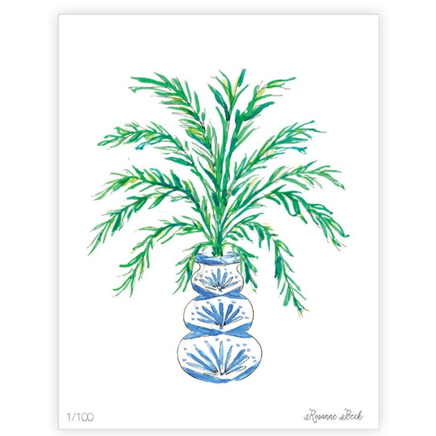 Home & Entertaining Rosanne Beck | Potted Palm Blue Watercolor Art Print