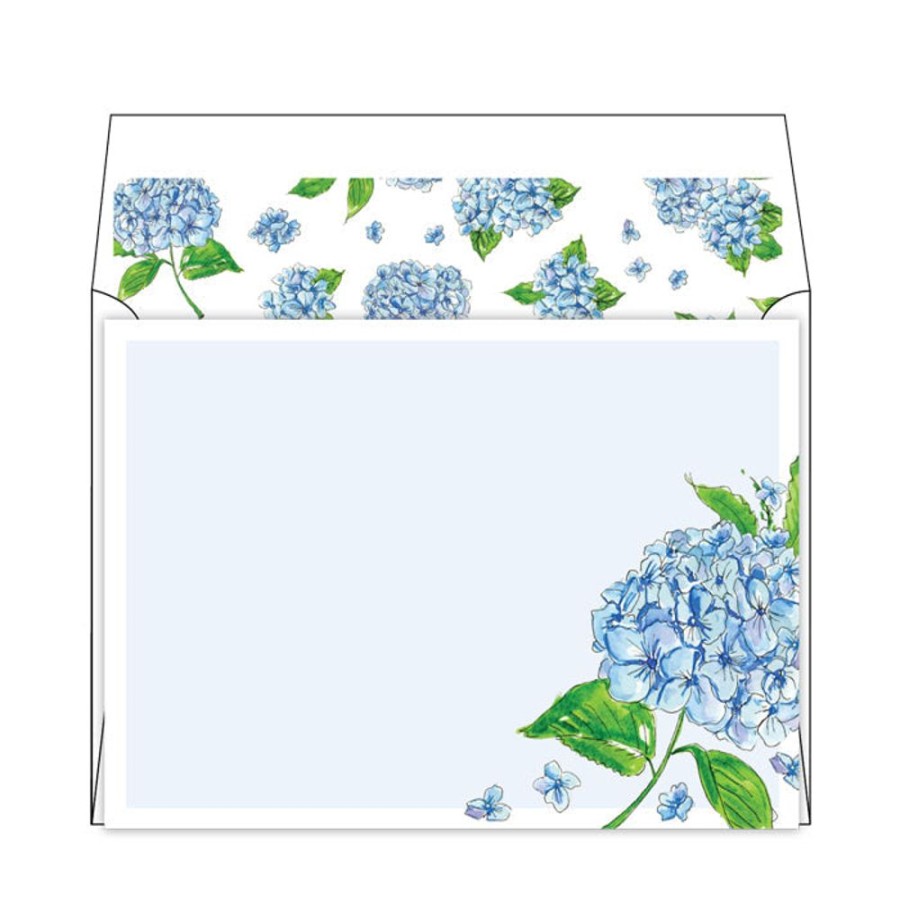 Notes & Pads Rosanne Beck | Blue Hydrangea Flat Note Stationery