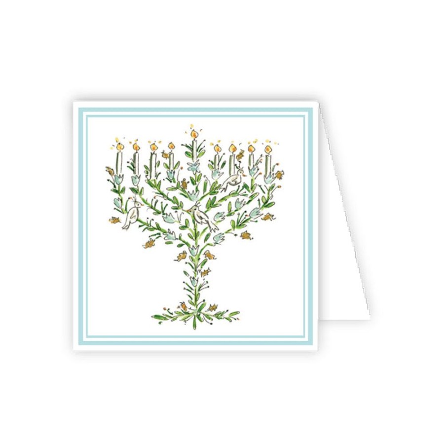 Invitations Rosanne Beck | Handpainted Floral Menorah Enclosure Card