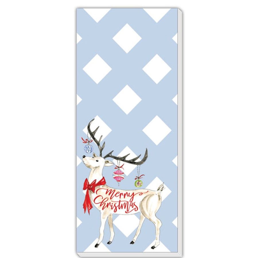 Seasonal Rosanne Beck | White Reindeer Vintage Christmas Skinny Notepad