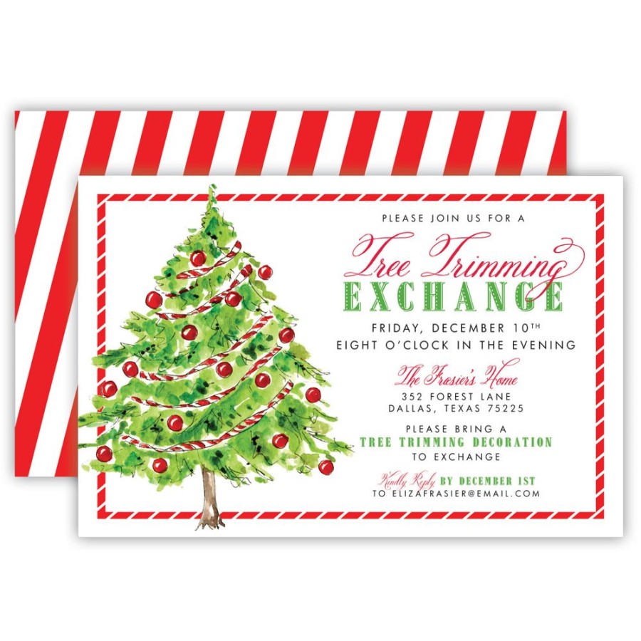 Seasonal Rosanne Beck | Christmas Tree Large Flat Invitation