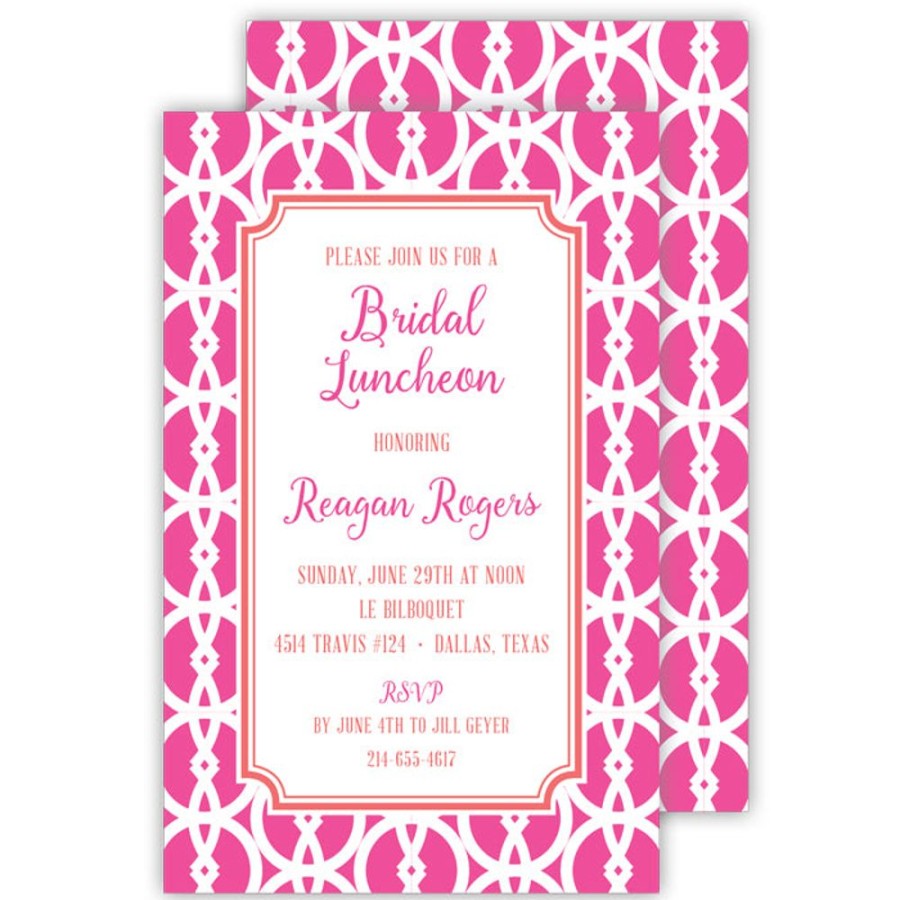 Invitations Rosanne Beck | Pink And White Circle Design Large Flat Invitation