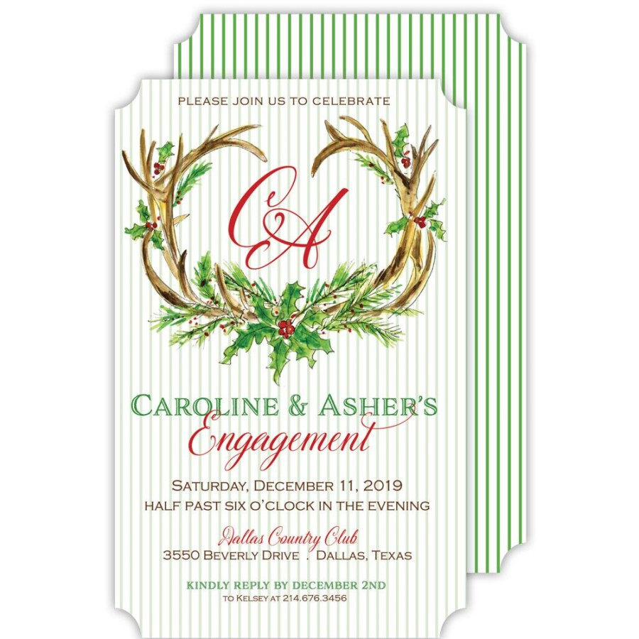 Seasonal Rosanne Beck | Christmas Antlers Large Die-Cut Invitation