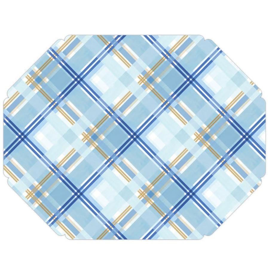 Seasonal Rosanne Beck | Blue Plaid Posh Die-Cut Placemat