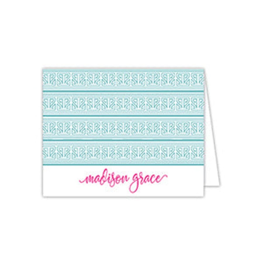 Notes & Pads Rosanne Beck | Asian Stripe Teal Folded Note