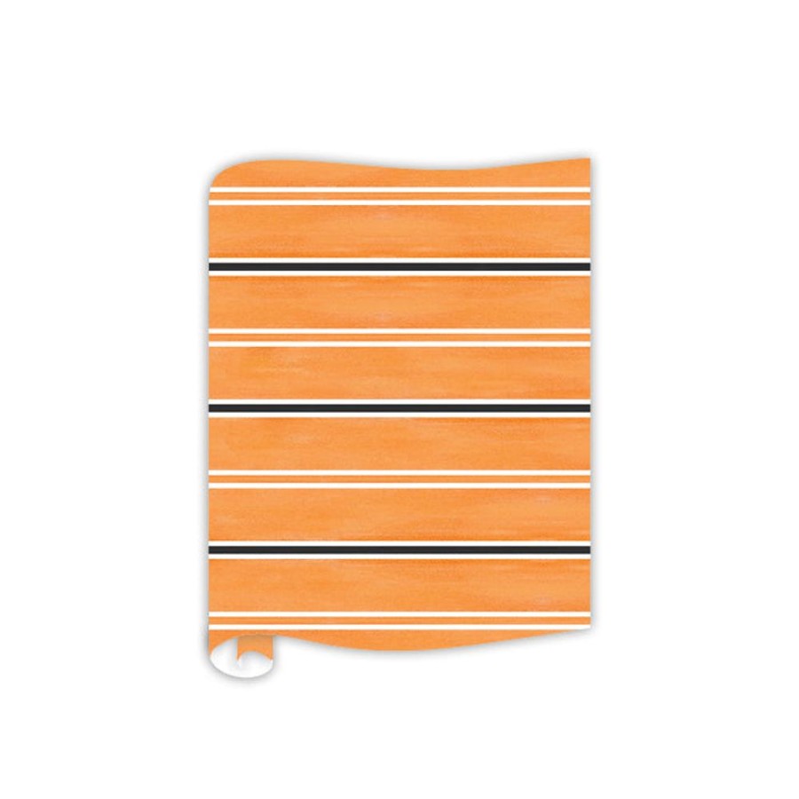 Home & Entertaining Rosanne Beck | Watercolor Stripes Black & Orange Table Runner