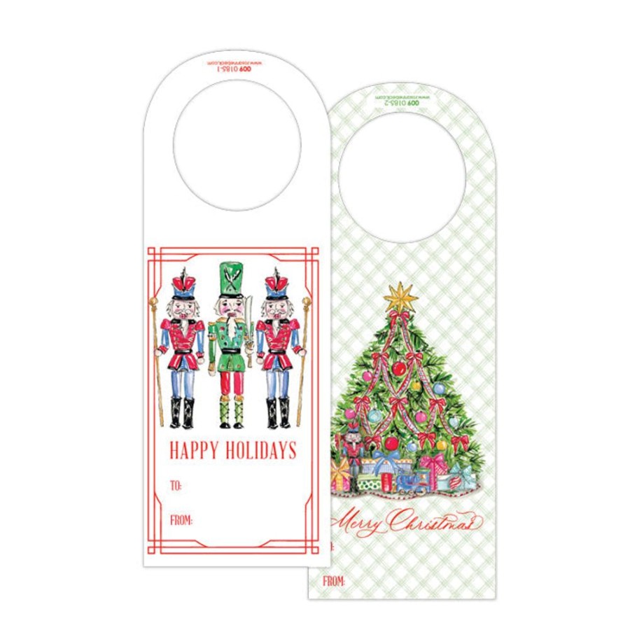 Seasonal Rosanne Beck | Traditional Christmas Tree & Nutcrackers Wine Tags