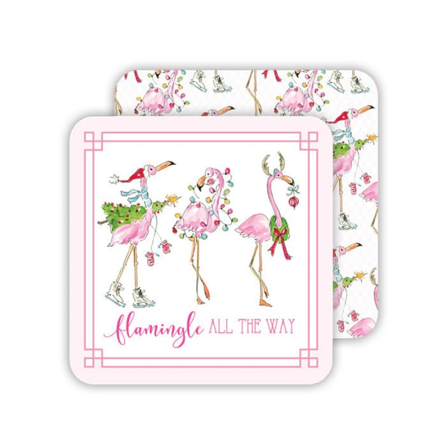 Seasonal Rosanne Beck | Flamingle All The Way Paper Coasters