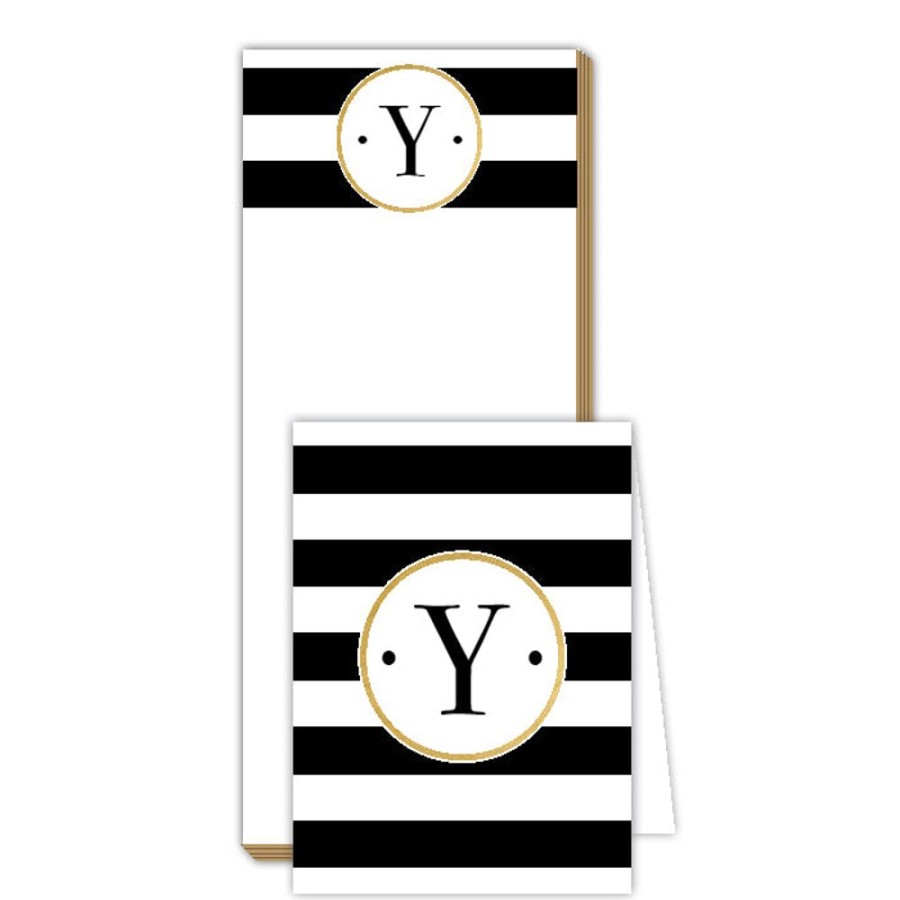 Monograms Rosanne Beck | Black Stripe Y Notepad | Noteset